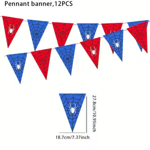 Red and Blue Spider Colorful Birthday Party Banner
