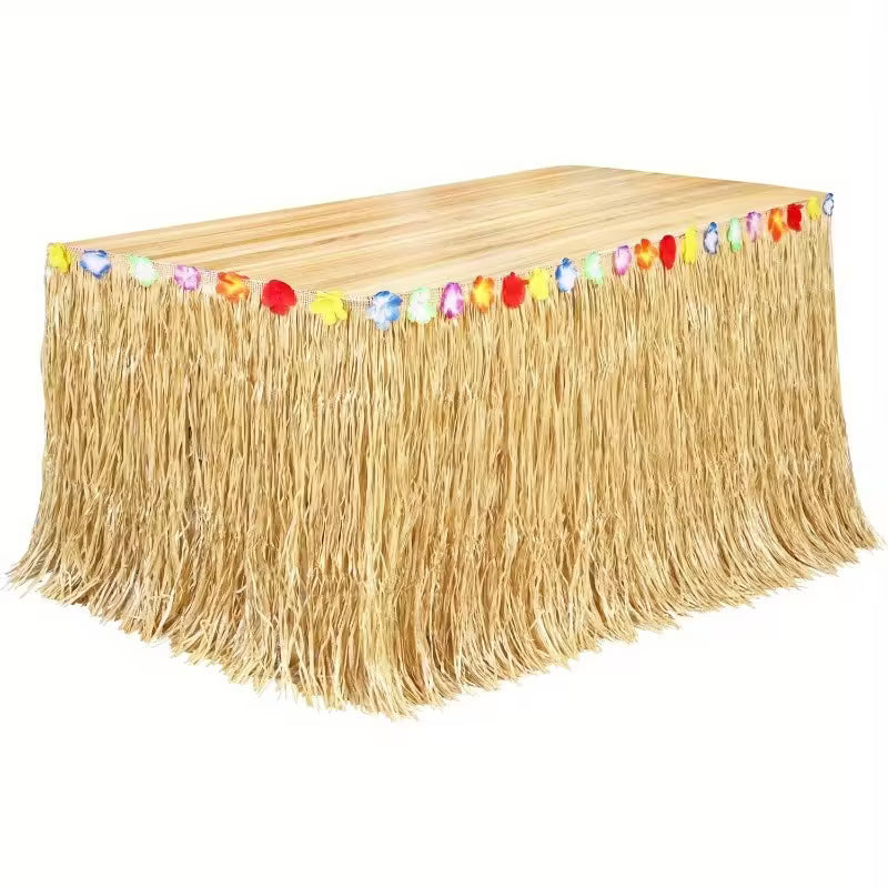 2-Pack Natural Hawaiian Luau Grass Table Skirts