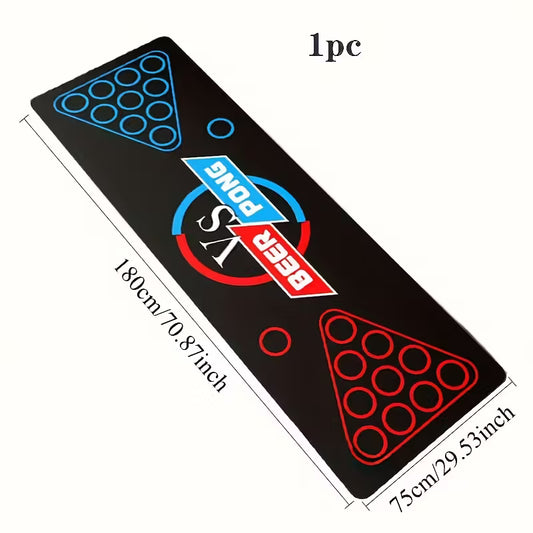 1pc Beer Pong Table Mat with Red & Blue Cups