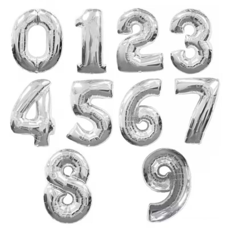 32"  Foil Number Balloons - Silver