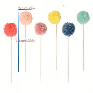 6pcs Colorful Fluffy Ball Cake Decorations
