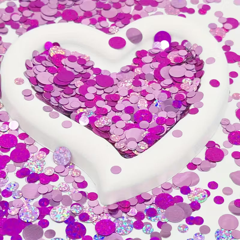 Round Pink Laser Bright Confetti Set