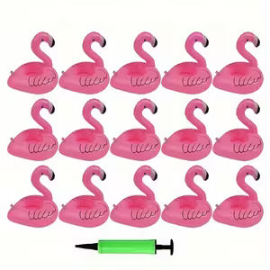 15pcs Pink Flamingo Inflatable Drink Holders