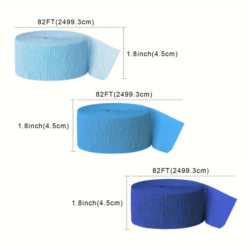 3 Rolls Wrinkle Crepe Paper Party Streamers
