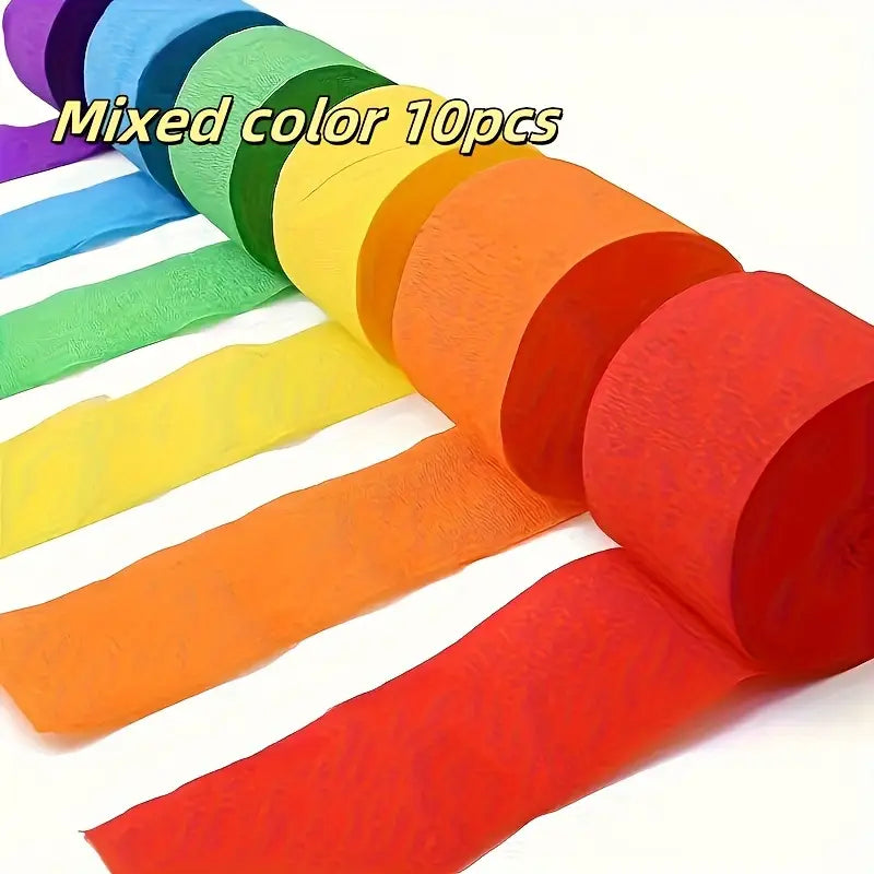 10 pcs Colorful Crepe Streamers (10m each)