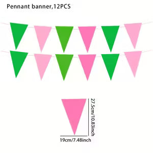 Princess Green & Pink Flag Banner