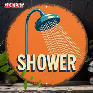 Round Vintage Metal Signs - "Shower" signage