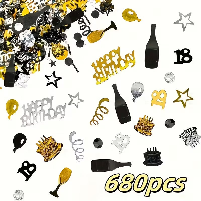 Golden & Black 18th Birthday Confetti Mix