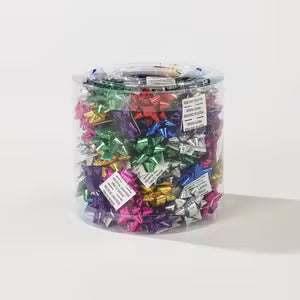 100pcs Mini Star Bows - 2.54cm Multicolor Plastic Gift Wrapping Decor in Blue, Red, Green, Golden, Silvery - Perfect for Birthday, Holiday, Office, and Wedding Decorations, Gift Decorations Word (Holographic)