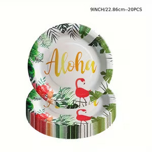 Hawaiian Flamingo Party Plates (22.86cm-20PCS)