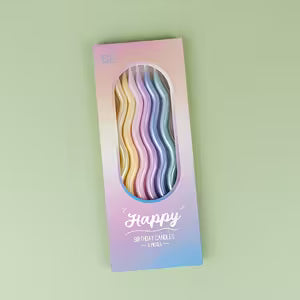 6pcs Glittery Pastel Macaron Birthday Candles (Colorful)