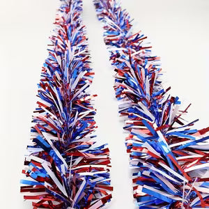 Patriotic Red, White & Blue Tinsel Garland