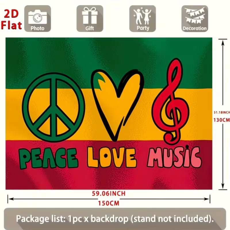 Peace Love Birthday Backdrop Banner