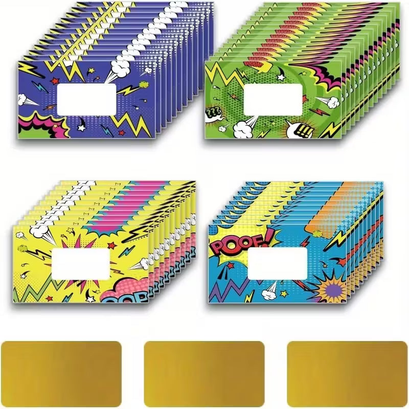20 pcs Comic Series Scratch Off Cards & Stickers