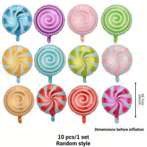 10pcs Vibrant Candy Foil Balloons