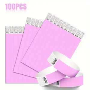 100pcs Tyvek Wristbands Pink