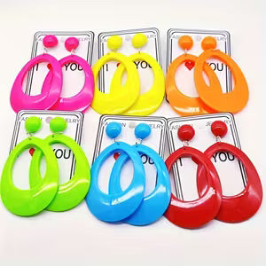 6pcs Fluorescent Water Drop Hoop Earrings