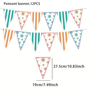 Italian Summer Flower Striped Party Banners