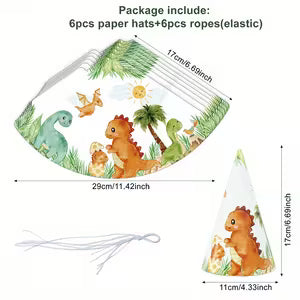 6pcs Dinosaur Birthday Party Hats