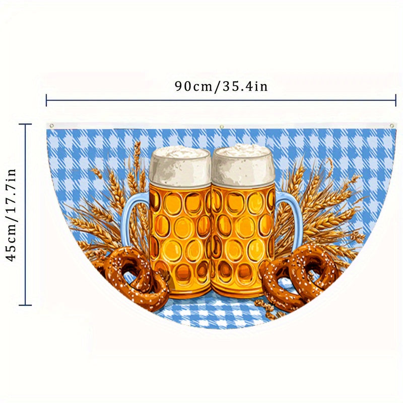 Oktoberfest Checkered Flag Banner with Beer Design