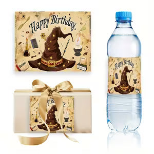 Wizard Birthday Water Bottle Stickers