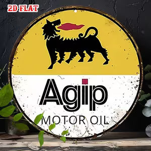 Round Classic Wall Sign - Vintage Motor Oil