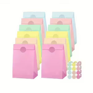 12pcs Rainbow-Themed Paper Gift Bags with Butterfly Stickers