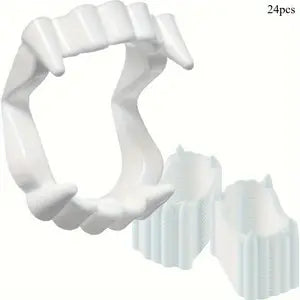 12pcs/24pcs, Halloween Party Decoration Set, White Teeth Fangs Teeth, Costume, Funny Dress-Up, Prete