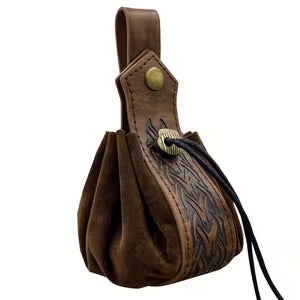 Leather Medieval Pouch - Brown Bone