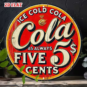Round Metal Wall Sign - Cola Signage