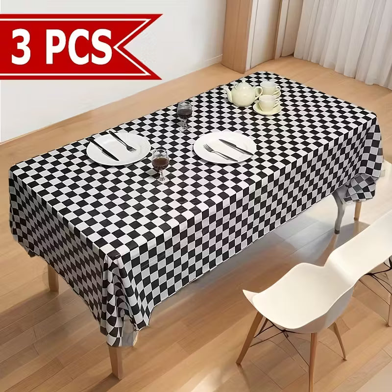 Black And White Checkered Disposable Tablecloths