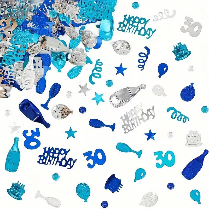 Blue & Silvery 30th Birthday Confetti