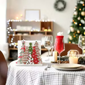 The Christmas tree napkin holder is suitable for the table. Classic Christmas tree napkin holder, wooden Christmas cute cocktail tissue dispenser, wooden farmhouse modern tissue dispenser for storage, Party Supplies, Rus Word (Christmas Tree)