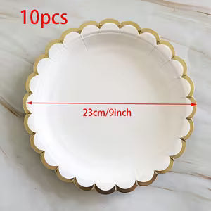 White and Golden Paper Plate 22.5cm