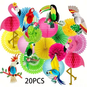 Hawaiian Flamingo Parrot Decorations