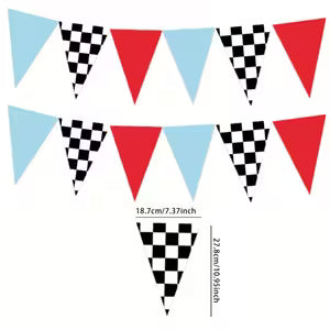 Black Checkered Racing Triangle Flag Banner