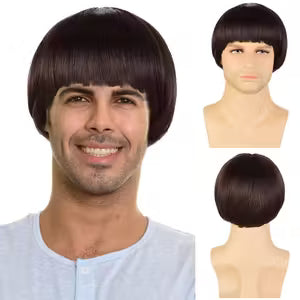Men's Short Brown Wig Hair 25.4cm