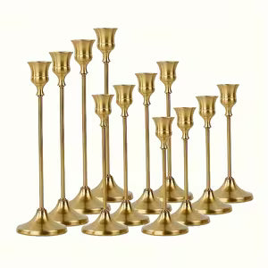 12pcs Vintage Brass Candlestick Set