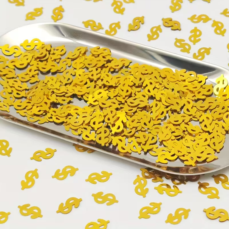Golden Dollar Sign Sequins Confetti Set