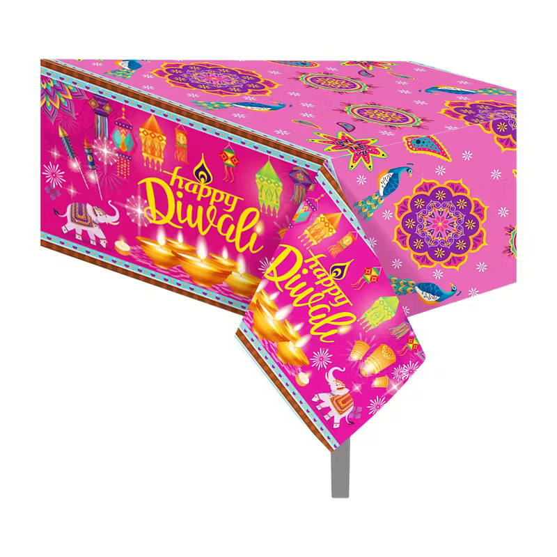 Vibrant Diwali Festival Disposable Tablecloth