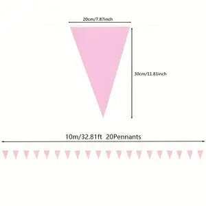 10.06meter Princess Theme Pink Plastic Triangular Flags