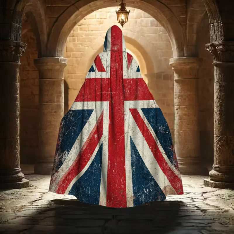 Vintage Union Jack Hooded Cape – 1pc