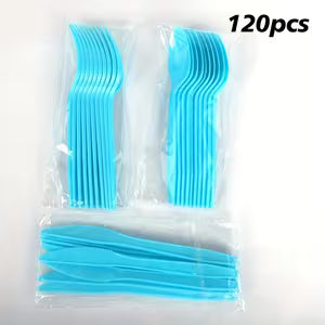 Heavy-Duty Plastic Tableware Set Baby Blue