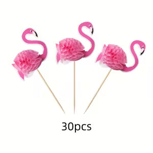 Tropical Flamingo Cupcake Toppers