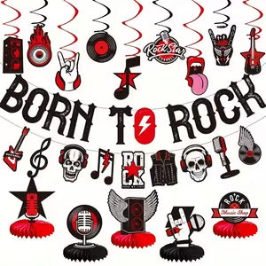 Rock & Roll Party Decorations Set - Born to Rock Banner