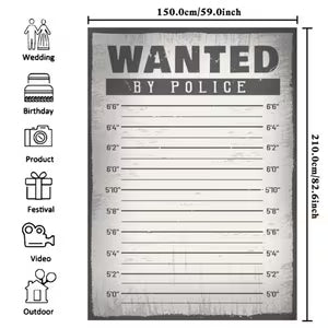 "WANTED BY POLICE" Lineup Background - 210x150cm