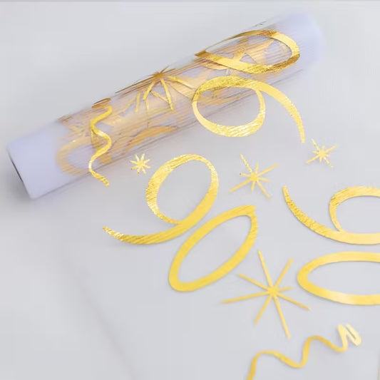 (90) Elegant Golden Foil Happy Birthday Table Runner
