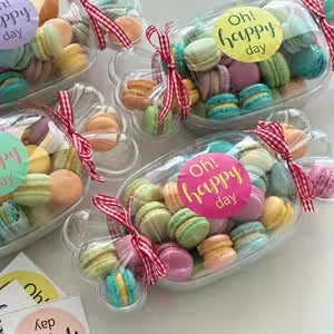 12pc Transparent candy shaped dessert box with lid