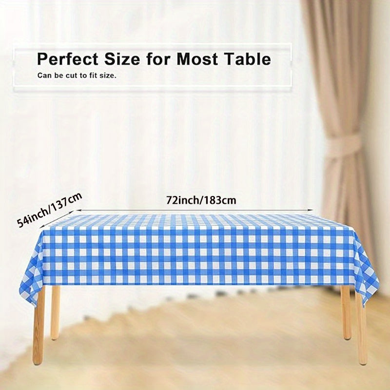 Blue & White Checkered Disposable Tablecloths