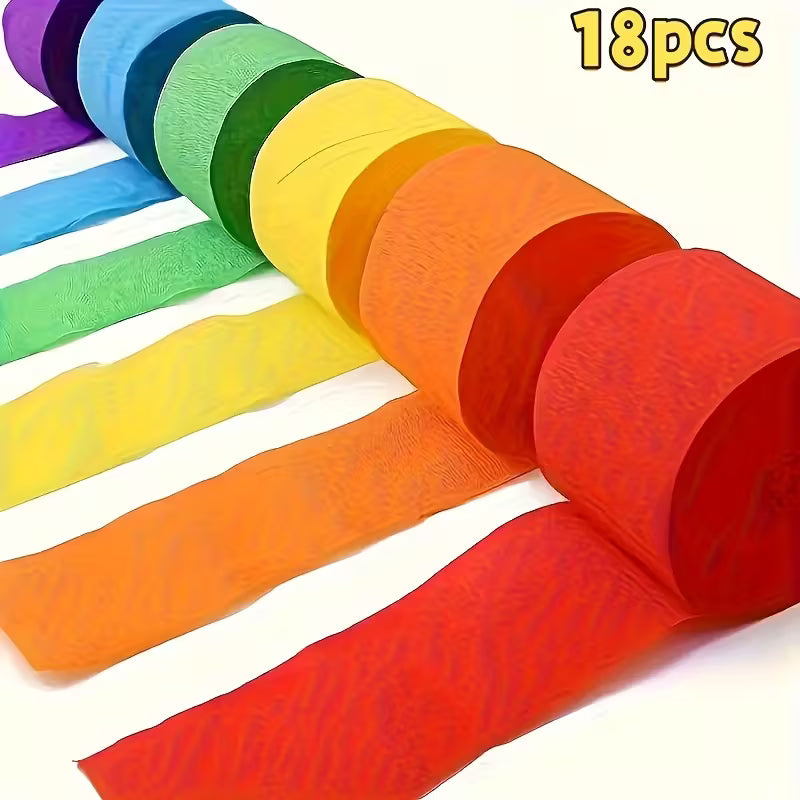 18pcs Multicolor Crepe Paper Ribbons